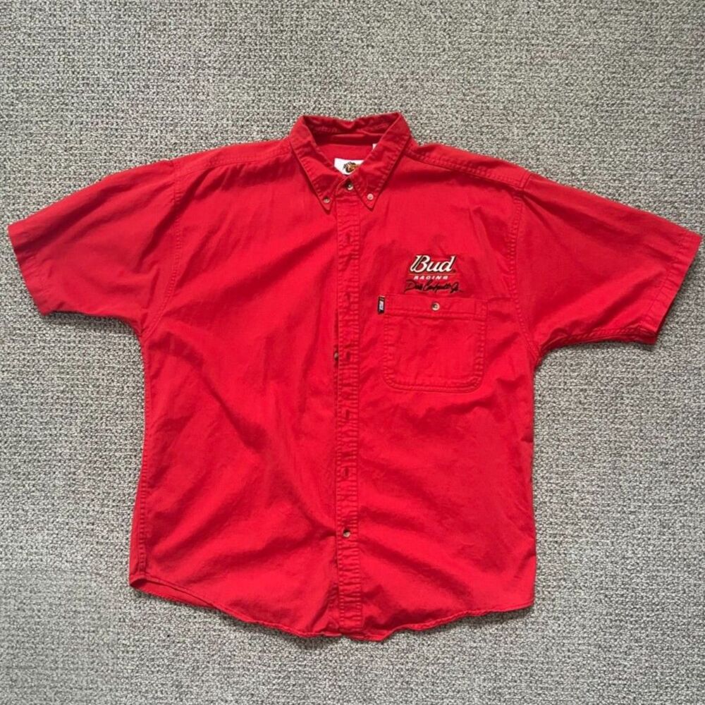 Red Button-Up NASCAR Bud Racing Shirt